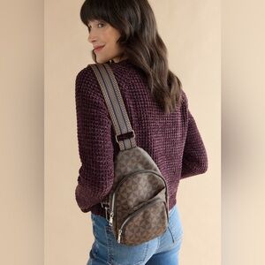 Francesca's Aurora Single Strap Checkered Backpack Cross body Bag